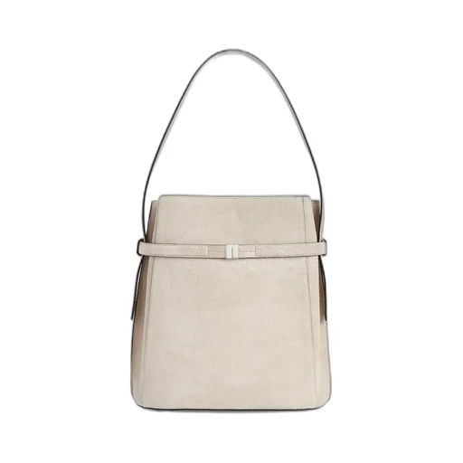 Belted Suede Bucket Bag