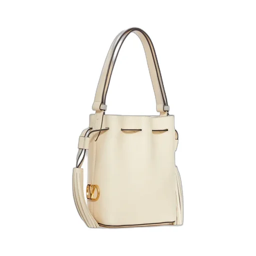 V-Logo Tassel Leather Bucket Bag