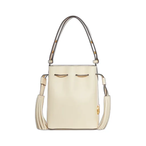 V-Logo Tassel Leather Bucket Bag