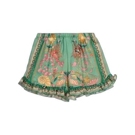 Versace Kids Underwater Barocco Ruffled Kids Shorts
