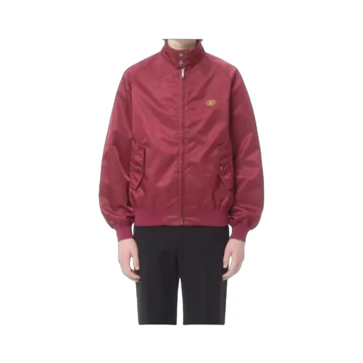 Valentino Logo Patch Zip-Up High Neck Jacket