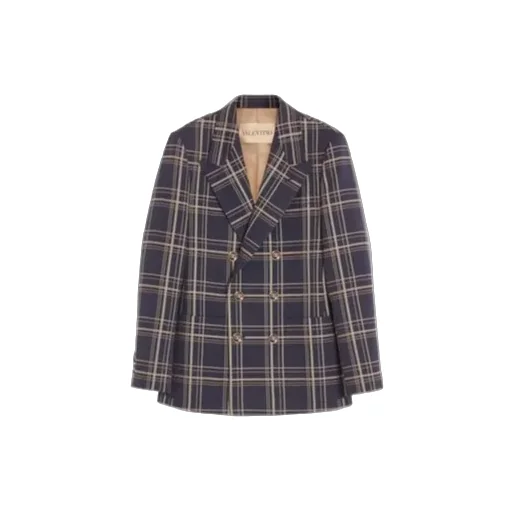Checked Double-Breasted Blazer