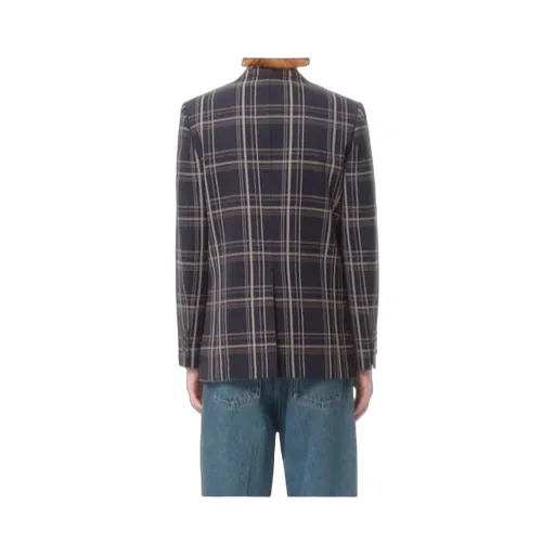 Checked Double-Breasted Blazer