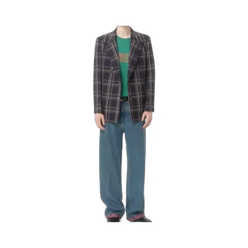 Checked Double-Breasted Blazer