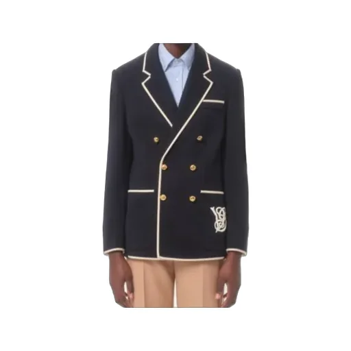 Double-Breasted Wool Jacket With Vg Patch