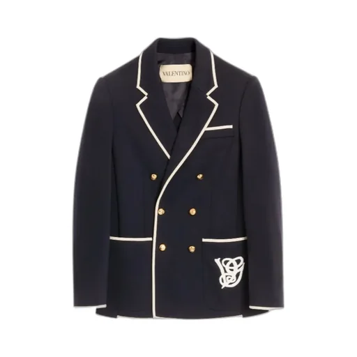 Double-Breasted Wool Jacket With Vg Patch