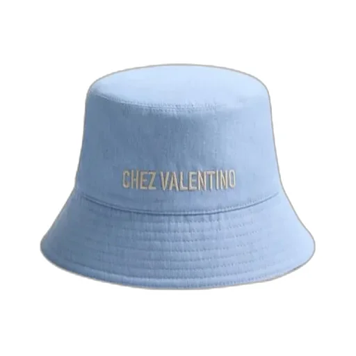Chez Valentino Denim Bucket Hat With Embroidery
