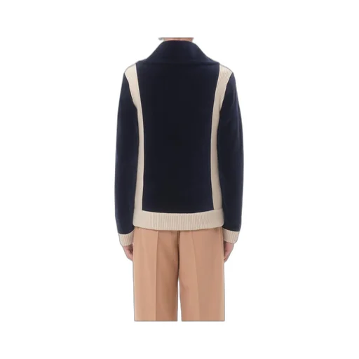 Chez Valentino High-Neck Chenille Sweatshirt With Zip And Patch