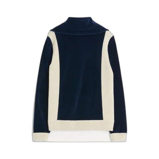 Chez Valentino High-Neck Chenille Sweatshirt With Zip And Patch