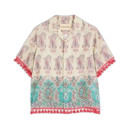 Lightweight Linen Bowling Shirt With Voyage Imaginaire Print