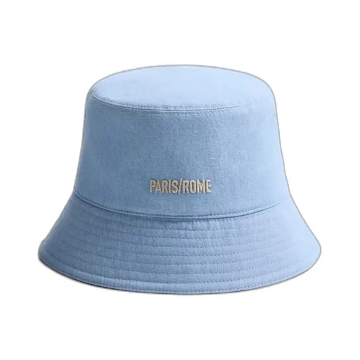 Chez Valentino Denim Bucket Hat With Embroidery