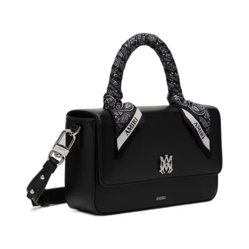 Bandana-Trimmed Leather Handbag