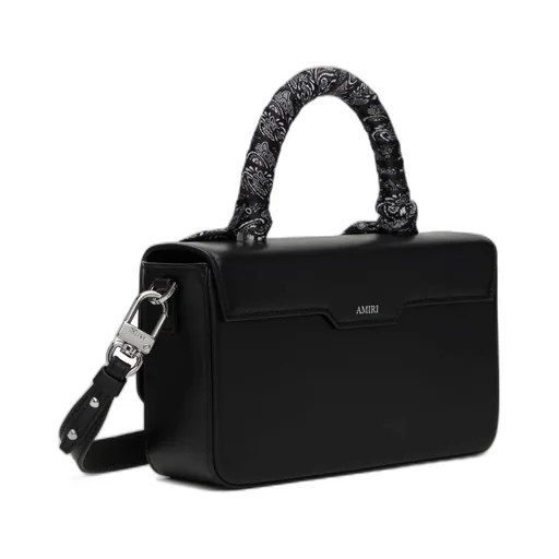 Bandana-Trimmed Leather Handbag