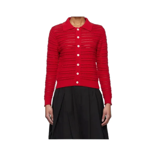 Red Open Collar Cardigan