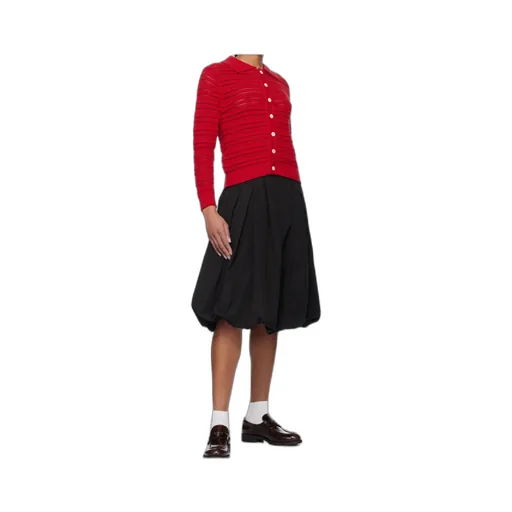 Red Open Collar Cardigan
