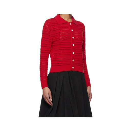 Red Open Collar Cardigan