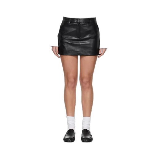 Black Micro Faux-Leather Miniskirt