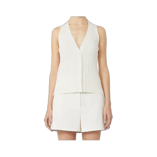 Cotton Yarn And Viscose Crepe Gilet