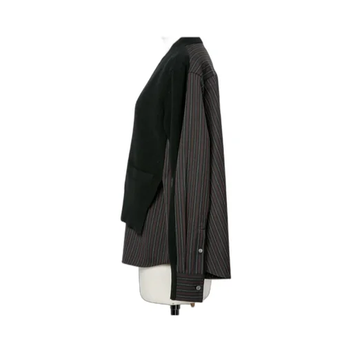 Stripe Doeskin X Wool Knit Cardigan