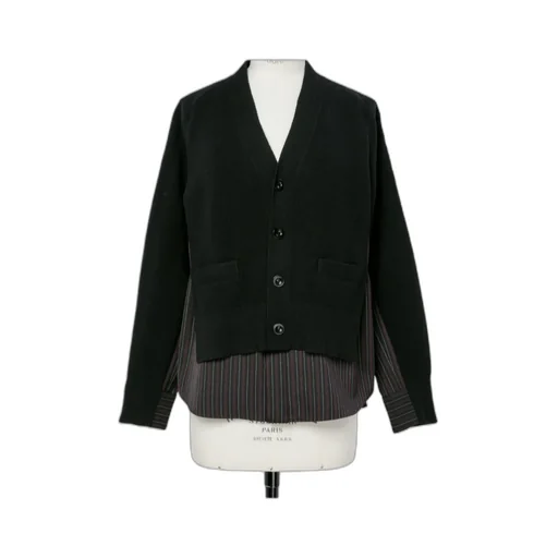 Stripe Doeskin X Wool Knit Cardigan