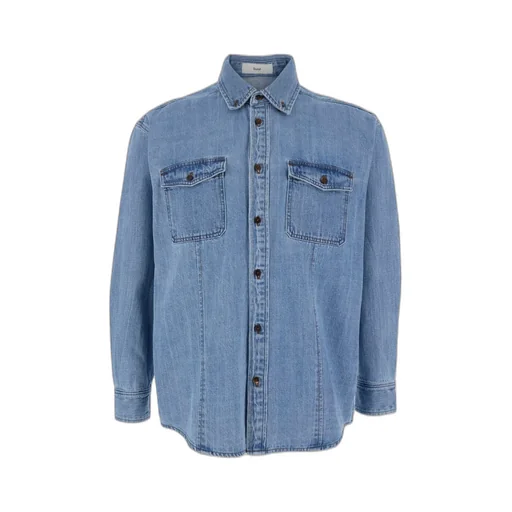 Jacket With Patch Pockets On The Chest In Denim