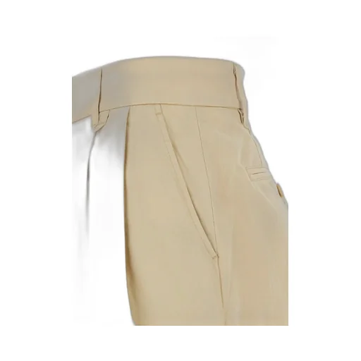 Beige Bermuda Shorts With Pinces In Cotton And Linen Woman