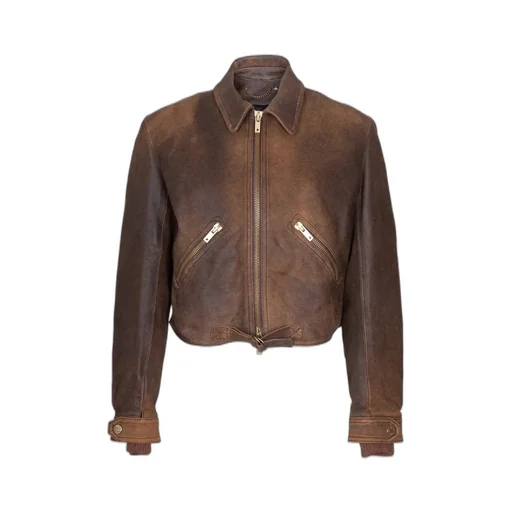 Golden Goose Deluxe Brand Zip-Up Gathered Detail Leather Jacket