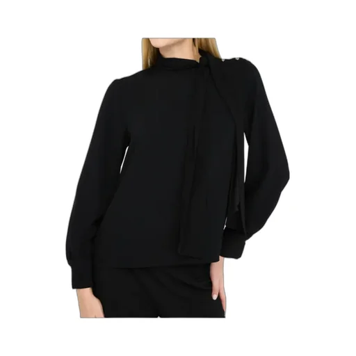 High-Neck Button-Detail Blouse