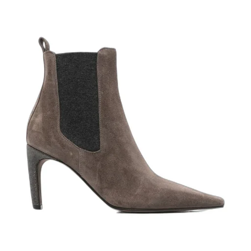 Suede Elastic-Insert Ankle Boots