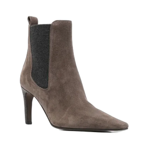 Suede Elastic-Insert Ankle Boots