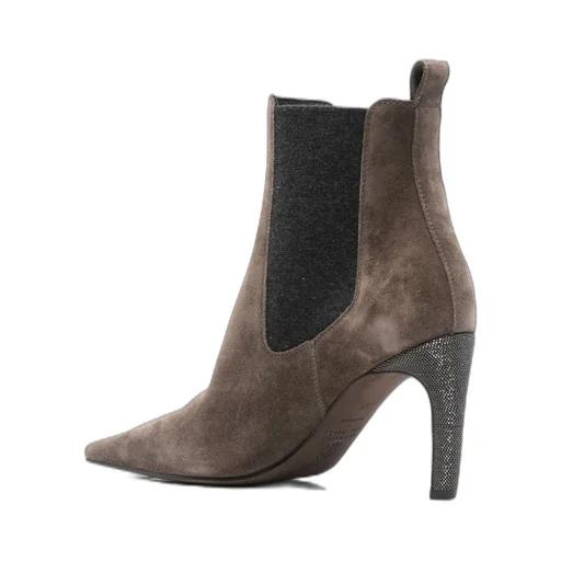 Suede Elastic-Insert Ankle Boots