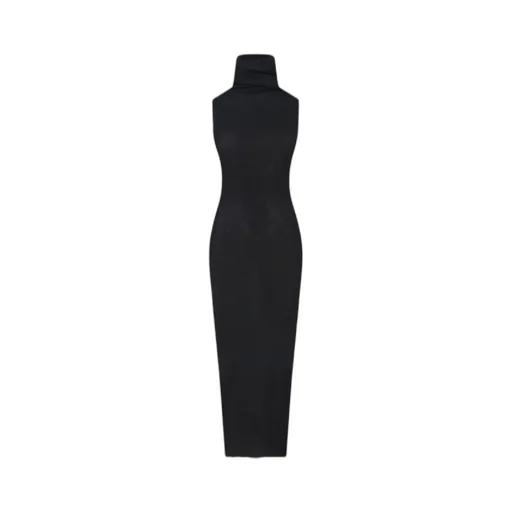 Ribbed High-Neck Maxi Dress
