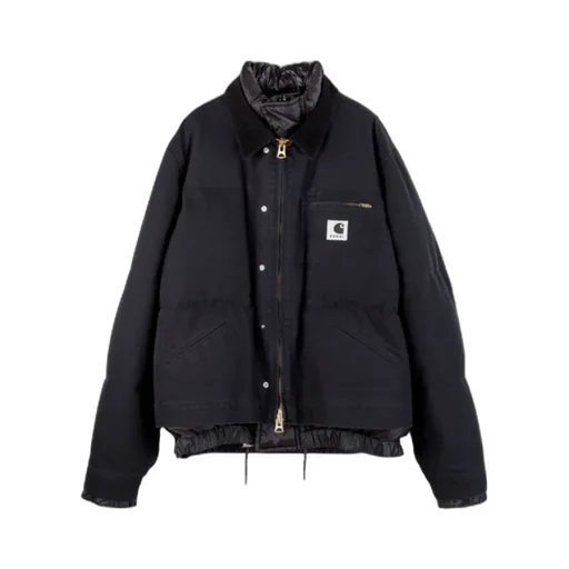 Sacai X Carhartt Wip Logo Patch Zip-Up Puffer Jacket