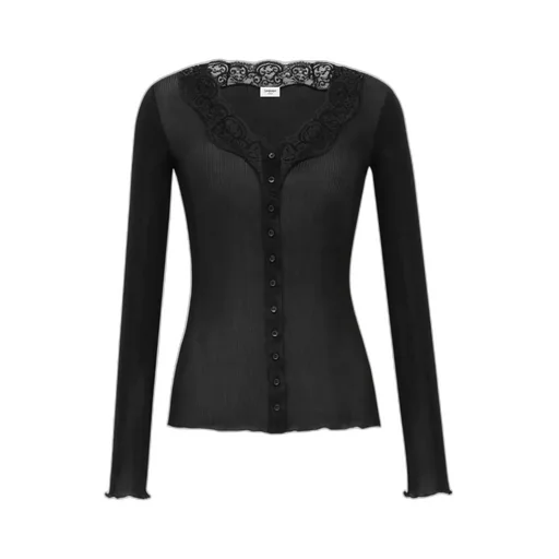 Laced Cardigan In Ribbed Silk