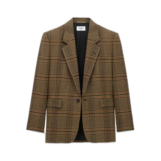Saint Laurent Single-Breasted Checked Jacket