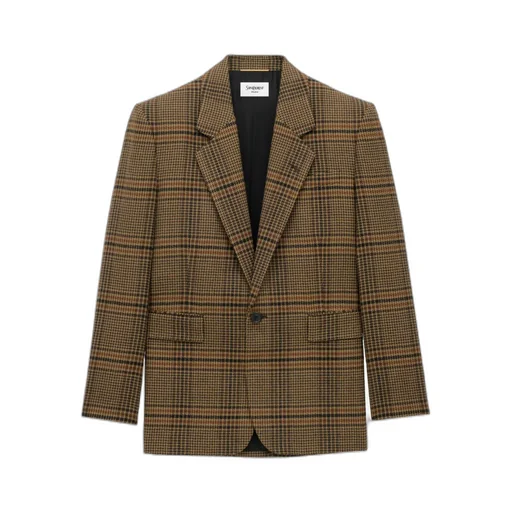 Saint Laurent Single-Breasted Checked Jacket