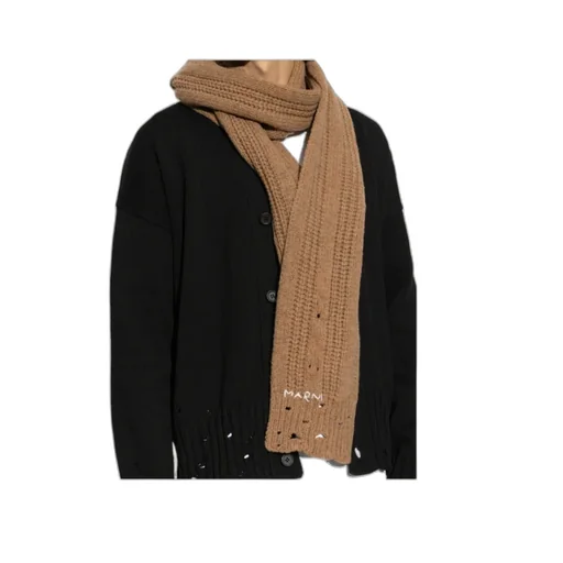 Marni Logo Embroidered Knitted Scarf