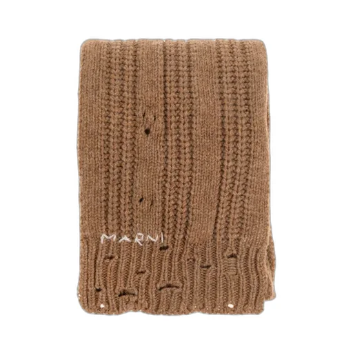 Marni Logo Embroidered Knitted Scarf