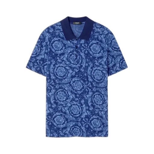 Versace Barocco-Jacquard Short-Sleeved Polo Shirt