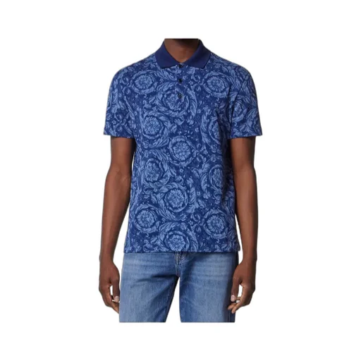 Versace Barocco-Jacquard Short-Sleeved Polo Shirt