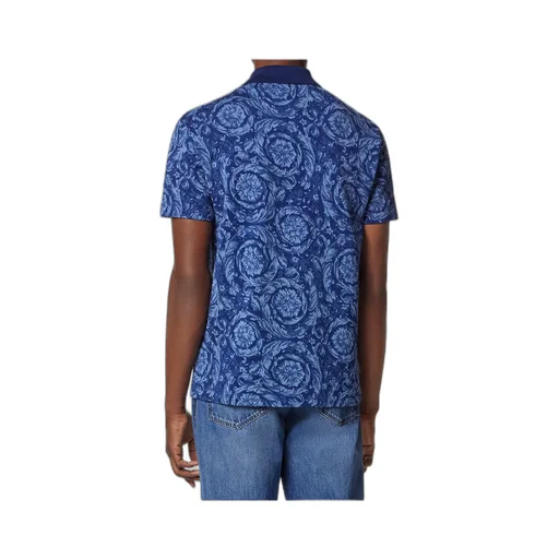 Versace Barocco-Jacquard Short-Sleeved Polo Shirt