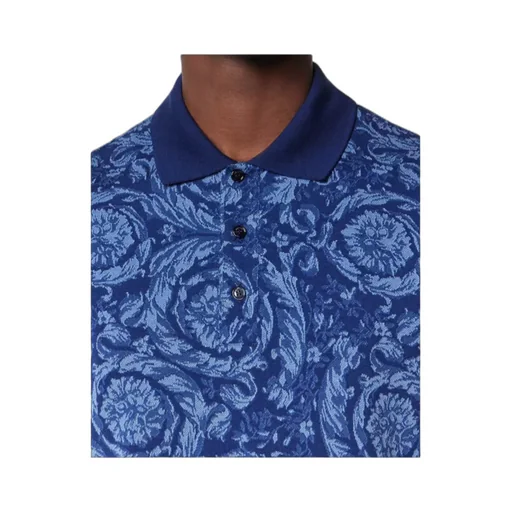 Versace Barocco-Jacquard Short-Sleeved Polo Shirt