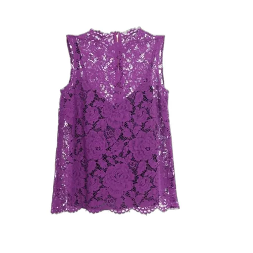 Dolce & Gabbana Branded Floral Cordonetto Lace Top