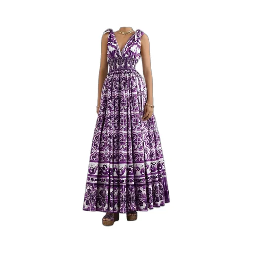 Maiolica-Print Midi Dress