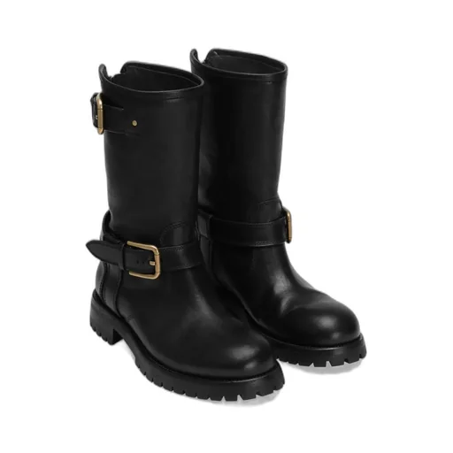 Buckle-Detail Knee-High Boots