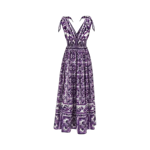 Maiolica-Print Midi Dress