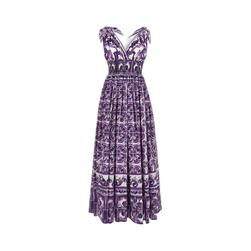 Maiolica-Print Midi Dress