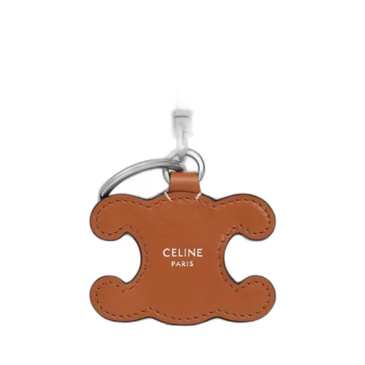 Metal Triomphe Keyring In Metal And Calfskin