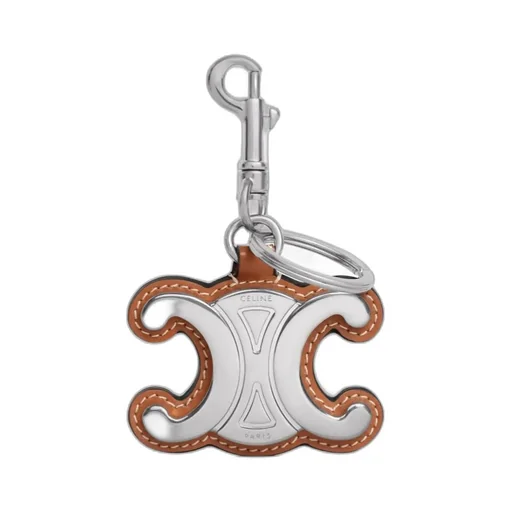 Metal Triomphe Keyring In Metal And Calfskin