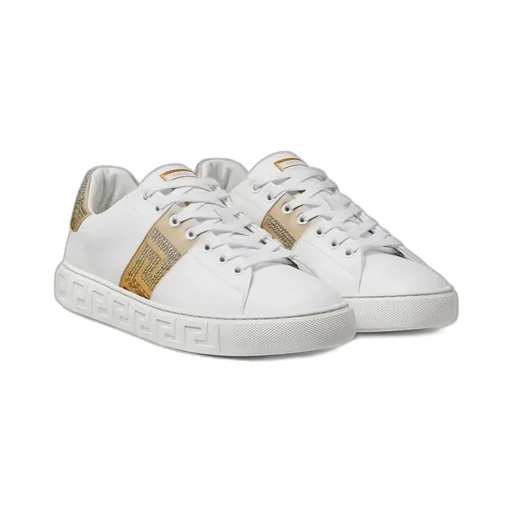 Versace Greca-Embellished Lace-Up Sneakers